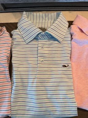 Vineyard Vines Kids Performance Bradley Stripe Sankaty Polo Blue